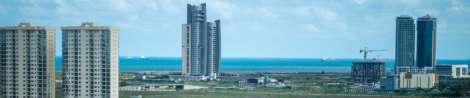 The Lagos skyline with the ocean beyond